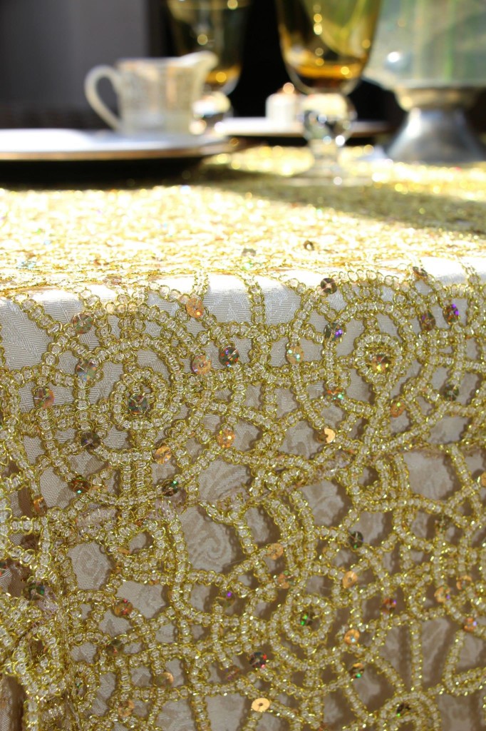 Premier Sequins Gold Table Overlay
