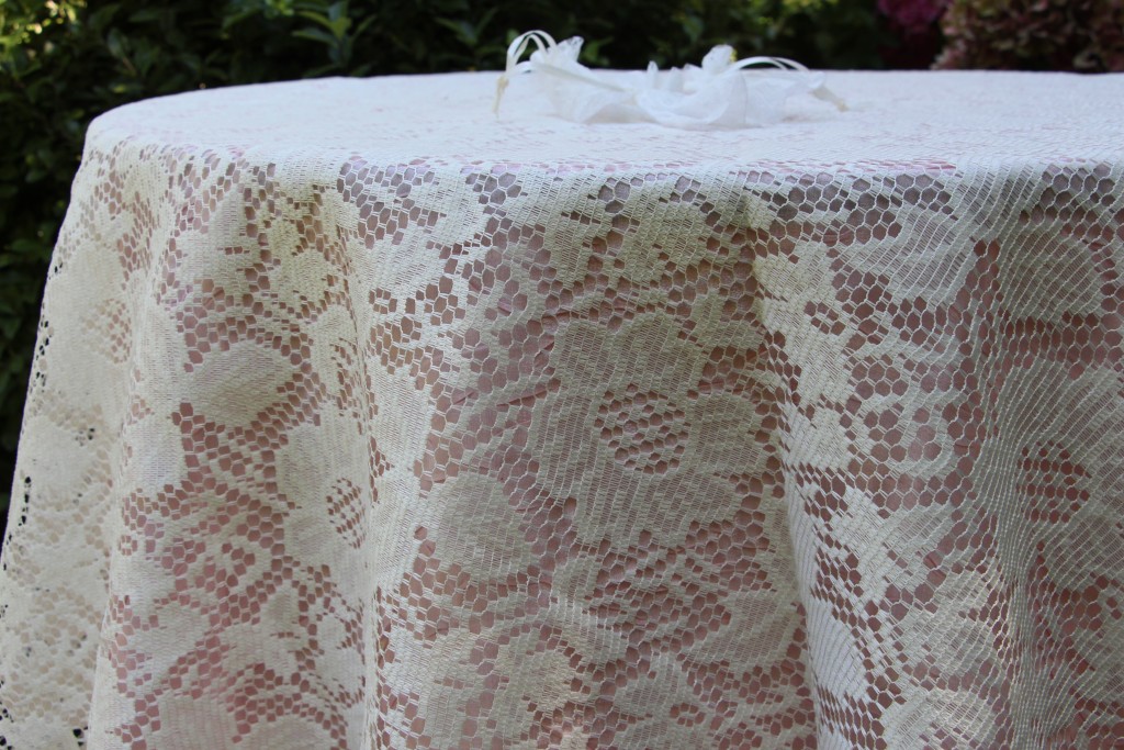 Lace Overlay with Blush Pink Dazzle Tablecloth