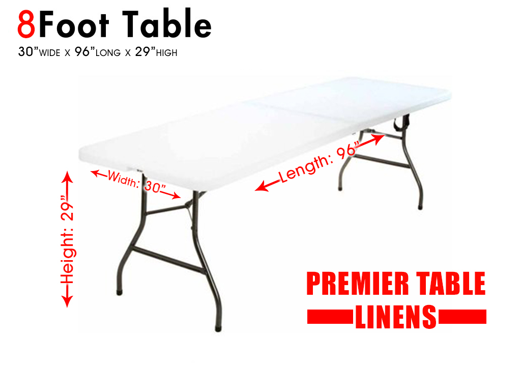 8 foot table measurements
